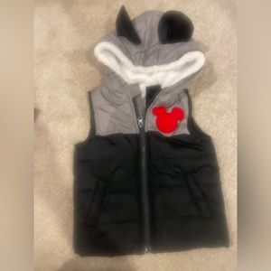 Disney Mickey Mouse puffer faux fur lined hooded puffer vest 2T